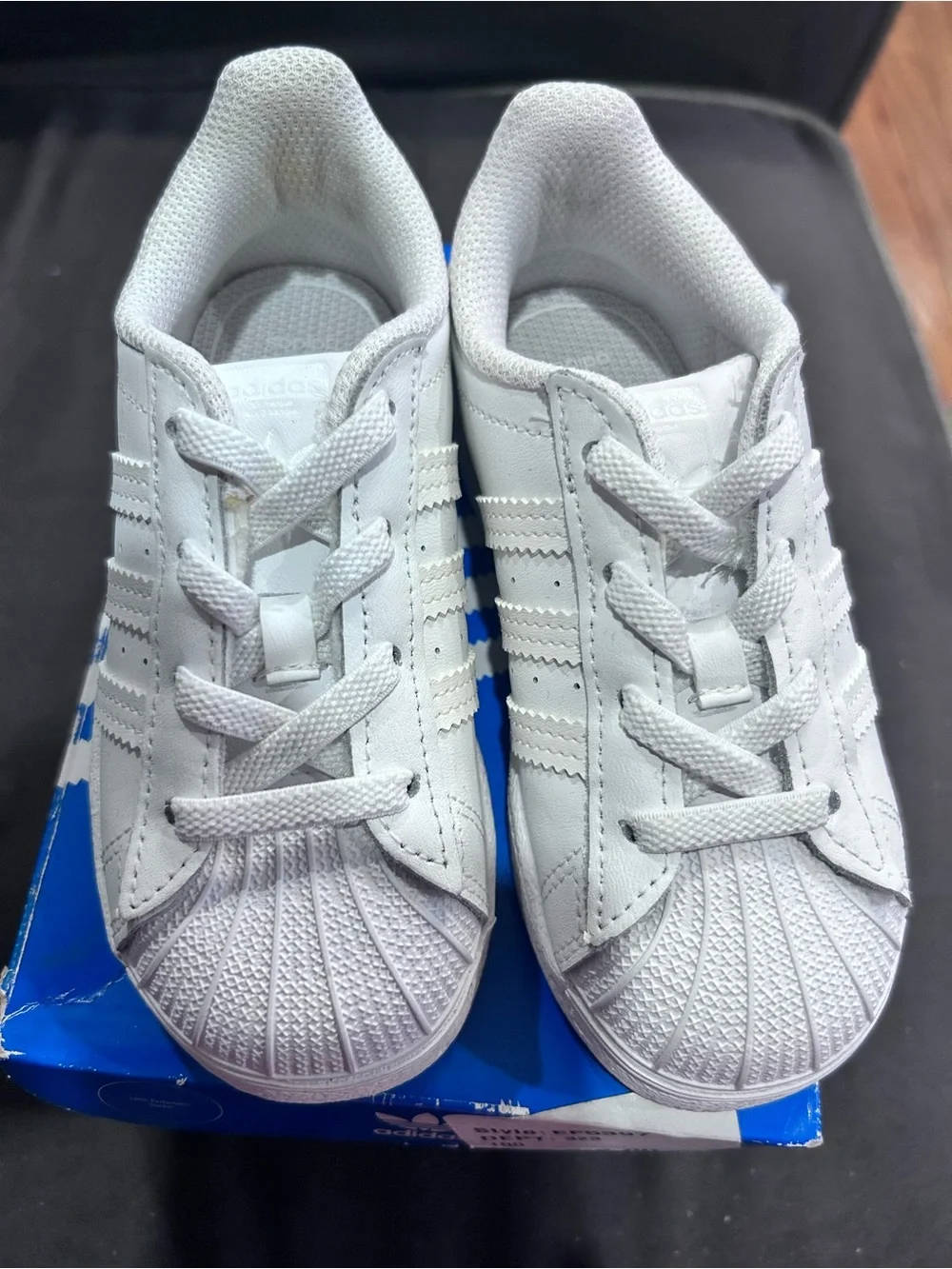 adidas Kids Superstar EL I White Leather Toddler Sneakers